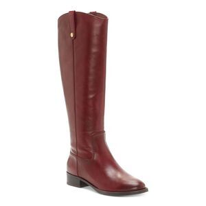 INC Womens Burgundy At Sides Fawne Toe Block Heel Leather Riding Boot 6 M